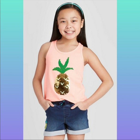 Flip sequin pineapple tank